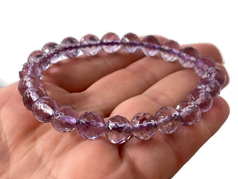 Premium Quality Faceted Brazilian Amethyst Crystal Beaded Bracelet