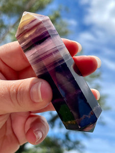 Golden and Purple Fluorite Crystal Double Terminated Point