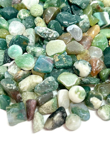 Tumbled Moss Agate Crystal Chips (100g)