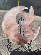Load image into Gallery viewer, Large Sparkling Druzy Agate Crescent Moon Fairy Carving