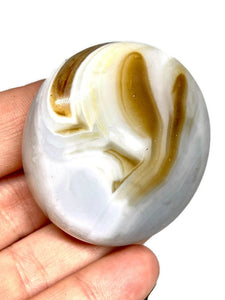 One (1) Polished Agate Round Coin Meditation Stone