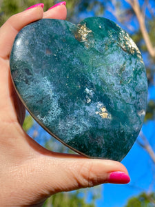 Large 10.8 Cm Moss Agate Heart
