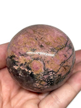 Load image into Gallery viewer, Beautiful Pink and Orange Sunset Rhodonite Sphere