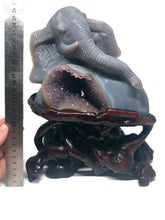 Load image into Gallery viewer, 26 Cm Amethyst Geode Elephant Carving