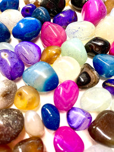 1 kilogram Bag of Colourful Dyed Agate Tumbled Stones