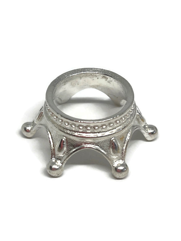 Silver Metal Crown Design Sphere Stand