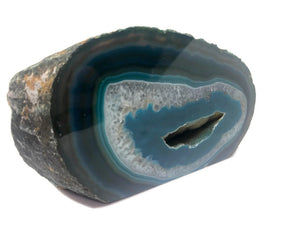 XL Sparkling Teal Blue Agate Druze Geode Cave