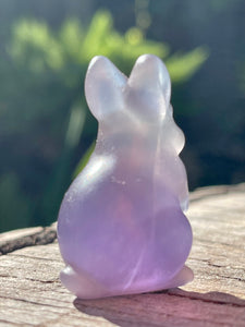Hand Carved Lavender Fluorite Crystal Bunny Rabbit