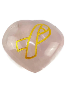 AAA Rose Quartz Gold Ribbon Heart