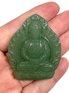 Hand Carved Green Aventurine Buddha Drilled Pendant