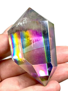 Double Terminated Optical Rainbow Aura Crystal Point
