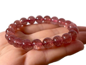 Premium Quality Strawberry Quartz Crystal Bracelet (8 mm)