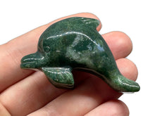Load image into Gallery viewer, Hand Carved 2” Moss Agate Dolphin