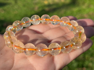 12 mm Light Citrine Crystal Beaded Bracelet