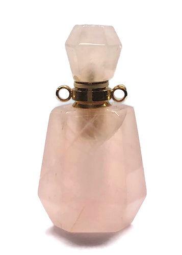 Rose Quartz Crystal Perfume Bottle Pendant