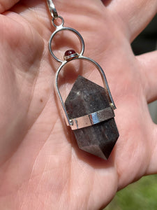 Premium Quality Herkimer Shaped Iolite with Sunstone and Garnet Divination Pendulum