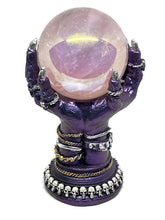 Load image into Gallery viewer, XXL Huge Angel Aura Rose Quartz Crystal Sphere in Spooky Monster Claws Premium Display Stand