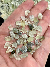 Load image into Gallery viewer, Tumbled Rutilated Prehnite Crystal Chips - small (100g)