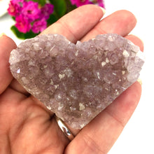Load image into Gallery viewer, One (1) Rainbow Druzy Amethyst Heart