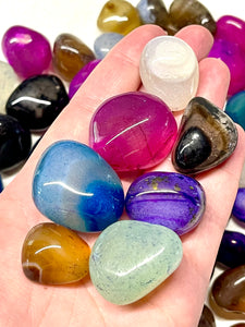 1 kilogram Bag of Colourful Dyed Agate Tumbled Stones