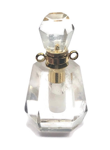 Clear Quartz Crystal Perfume Bottle Pendant