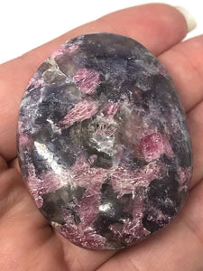 One (1) Large Lepidolite with Smokey Quartz and Pink Tourmaline Meditation Stone