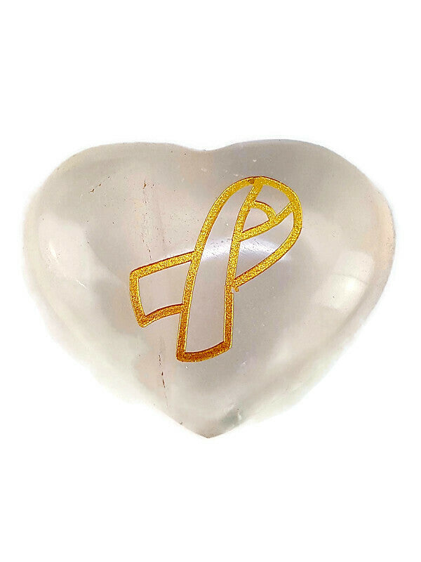 AAA Rose Quartz Gold Ribbon Heart