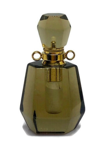 Smokey Quartz Crystal Perfume Bottle Pendant