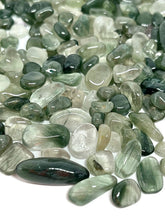 Load image into Gallery viewer, Tumbled Rutilated Green Tourmaline in Quartz Crystal Chips #2 (100g)