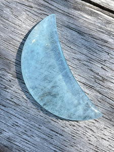 Aquamarine Crystal Crescent Moon Carving #1