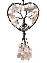 Load image into Gallery viewer, Rose Quartz Tree of Life Hanging Decoration - Heart Shaped