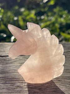 Brazilian Rose Quartz Crystal Unicorn Carving