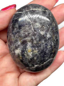 Large Iolite with Sunstone Palm Stone