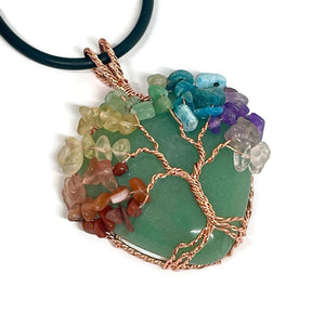 Wire Wrapped Seven Chakra Crystal Tree of Life Necklace