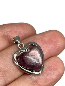 Premium Quality Purple Lepidolite Mica Heart Pendant