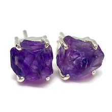 Load image into Gallery viewer, 925 Sterling Silver Raw Amethyst Crystal Claw Stud Earrings