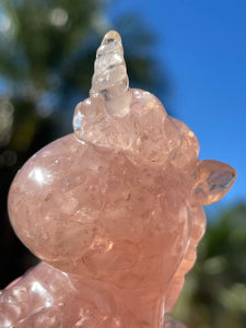 Hand Crafted Rose Quartz Crystal Resin Unicorn