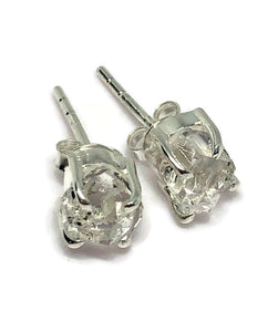 925 Sterling Silver Herkimer Diamond Quartz Crystal Claw Stud Earrings