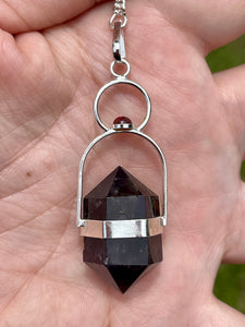 Premium Quality Herkimer Shaped Violet Amethyst with Garnet Divination Pendulum