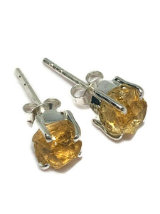925 Sterling Silver Citrine Crystal Claw Stud Earrings