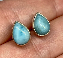 Load image into Gallery viewer, 925 Sterling Silver Larimar “Dolphin Stone” Stud Earrings