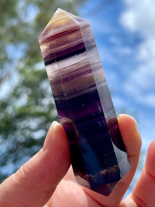 Golden and Purple Fluorite Crystal Double Terminated Point