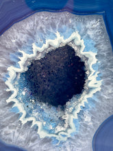 Load image into Gallery viewer, Extra Large Sparkling Blue Agate Druze Geode Cave