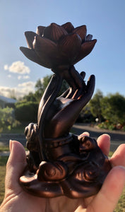 Bronze Resin Lotus Flower Deluxe Sphere Stand
