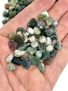 Tumbled Moss Agate Crystal Chips (100g)