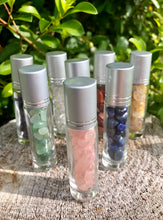 Load image into Gallery viewer, GEMSTONE ROLLER BALL BOTTLES FILLED WITH CRYSTAL CHIPS FOR ESSENTIAL OILS (SINGULAR)