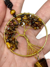 Load image into Gallery viewer, Wire Wrapped Tree of Life Golden Tiger Eye Pendulum Necklace