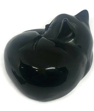 Load image into Gallery viewer, Beautiful Hand Carved Black Obsidian Crystal Sleeping Cat