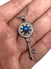 Load image into Gallery viewer, Pretty Labradorite and CZ Key Pendant Necklace