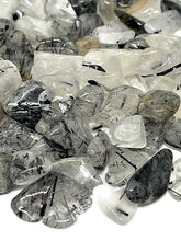 Load image into Gallery viewer, Tumbled Rutilated Black Tourmaline in Quartz Crystal Chips (100g)
